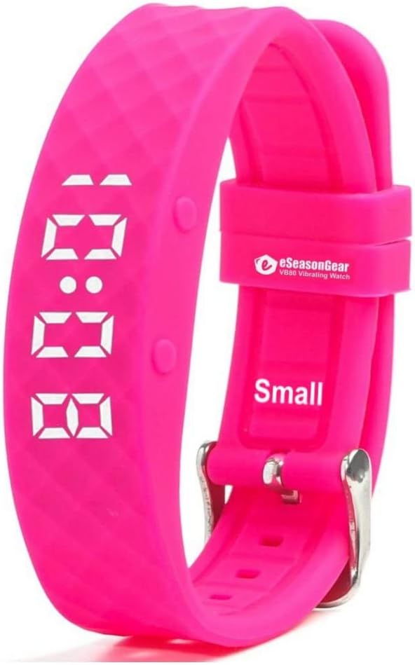 eSeasonGear VB80 8 Alarm Vibration Watch Quiet Vibration Shake Wake ADHD Medication Reminder, Pink-Small, Small 4.5-7.5"/11-19cm; Large 6.5-8.5"/16-21cm - NewNest Australia