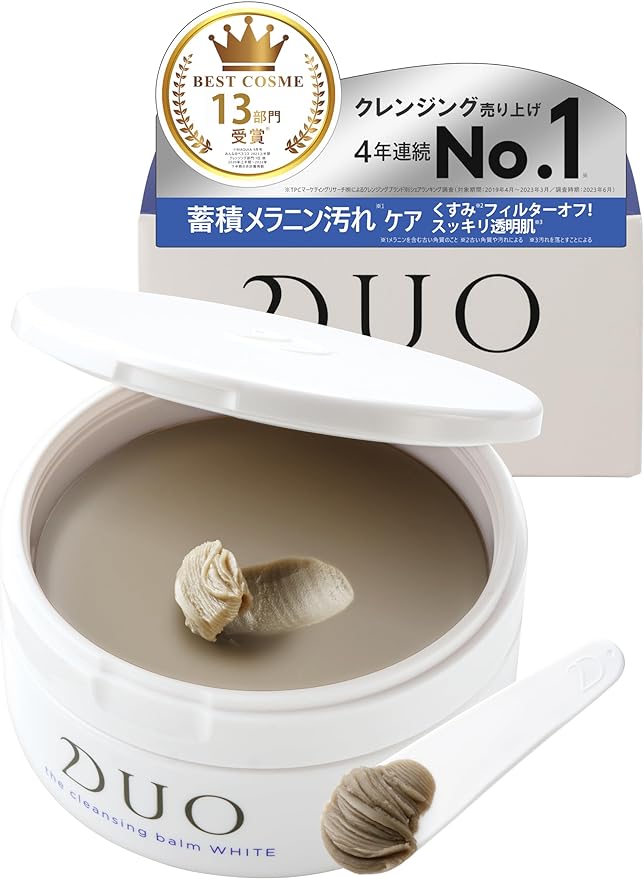 DUO The Cleansing Balm, White, 3.2 oz (90 g), Makeup Remover [Natural Clay, Gathoul x Bright Care], For Clear Skin Skin (Uneven Aging) Eyelash OK OK W Face Wash Not Required - NewNest Australia