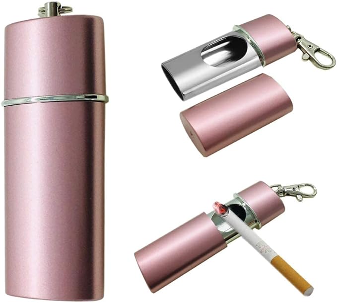 NGE Portable Ashtray, Stylish, Keychain, Sliding, Carabiner, Waterproof, Portable, Outdoor (Rose Gold) - NewNest Australia