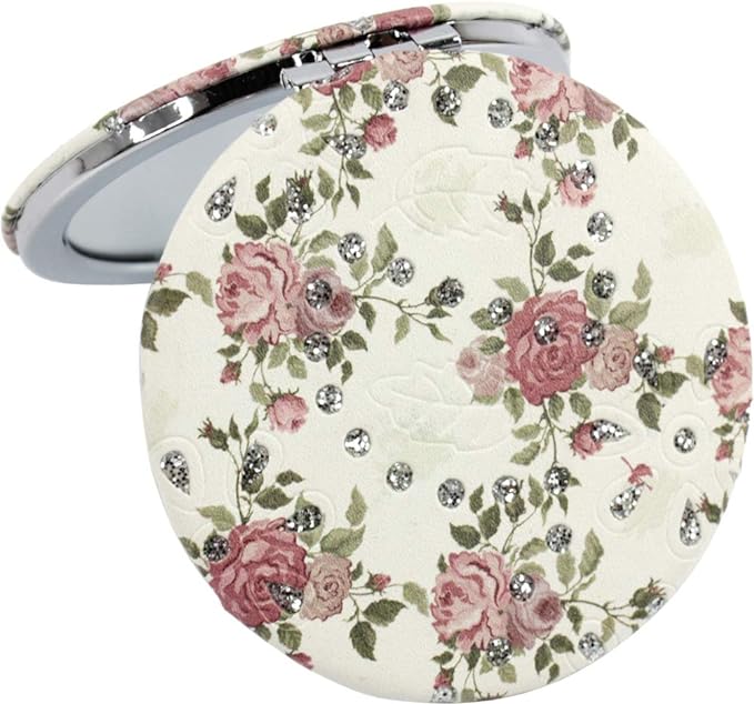 Royal Arden 73539 Compact Mirror (Round), Equal & 2x Magnification, Rose Pattern - NewNest Australia