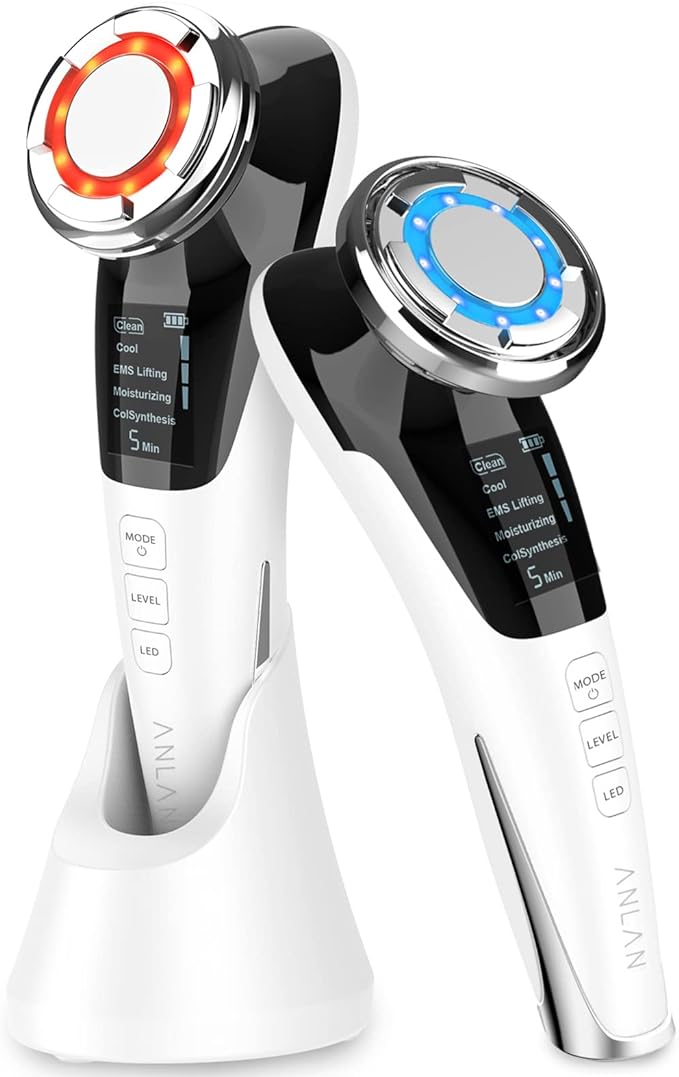ANLAN Facial Beauty Device EMS Hot and Cold Care LED Light 8 in 1 Facial Beauty Device Eyes Mouth Care Ion Pores Home Facial Beauty Device (White) - NewNest Australia