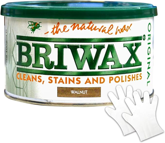 Briwax Walnut 13.5 fl oz (400 ml) with Poly Gloves - NewNest Australia