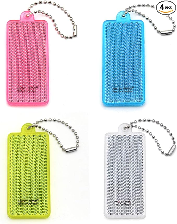MFC PRO 2019 EN13356 Certified Safety Reflector Scandinavian Key Chain Zipper Bag Cat Dog Collar Hanging 4pcs (Rectangle), rectangular - NewNest Australia
