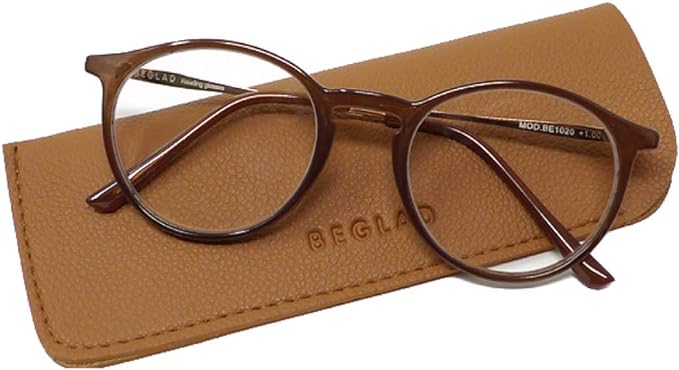 [Bigrad] Stylish reading glasses with case BE1020 3 colors Trendy colors and Boston shape are fashionable The light color of the case is cute - NewNest Australia