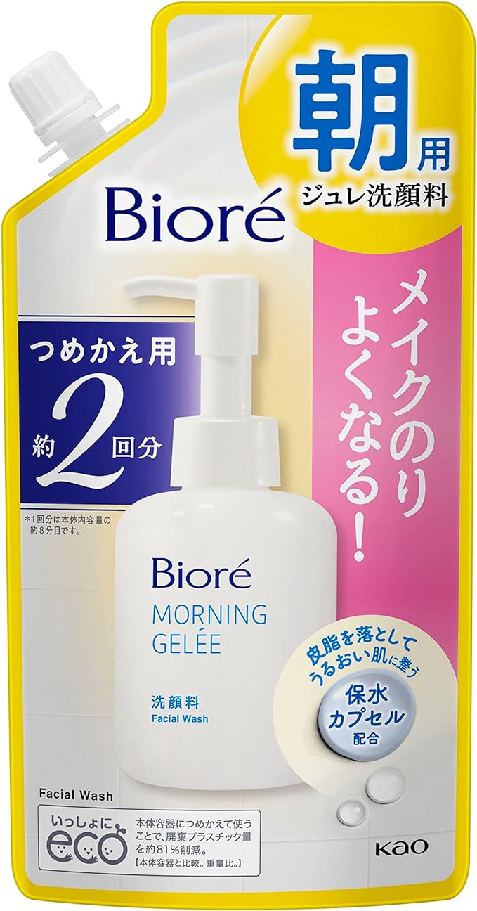 Biore Morning Gelee Facial Cleanser, 2 Refills, Aqua Floral Scent, 6.3 fl oz (160 ml) (x1) - NewNest Australia