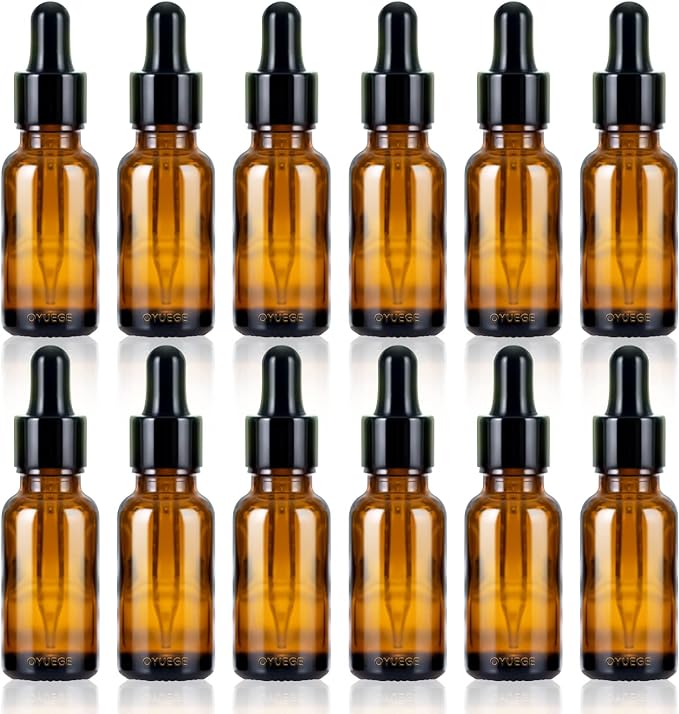 luckinsell Aroma Blackout Bottle, 1.0 fl oz (30 ml), Graduations, Essential Oil Bottle, Dropper Included, Alcohol Safe, Blackout Bottle, Refill, Storage, Glass, Essential Oil, 12 Pieces, Brown - NewNest Australia