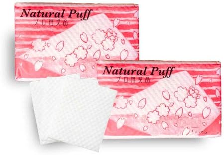 Acolle Natural Puff, 50 Pieces, Made in Japan, Made with 100% Wood Pulp, Fiber Free (Set of 2) - NewNest Australia