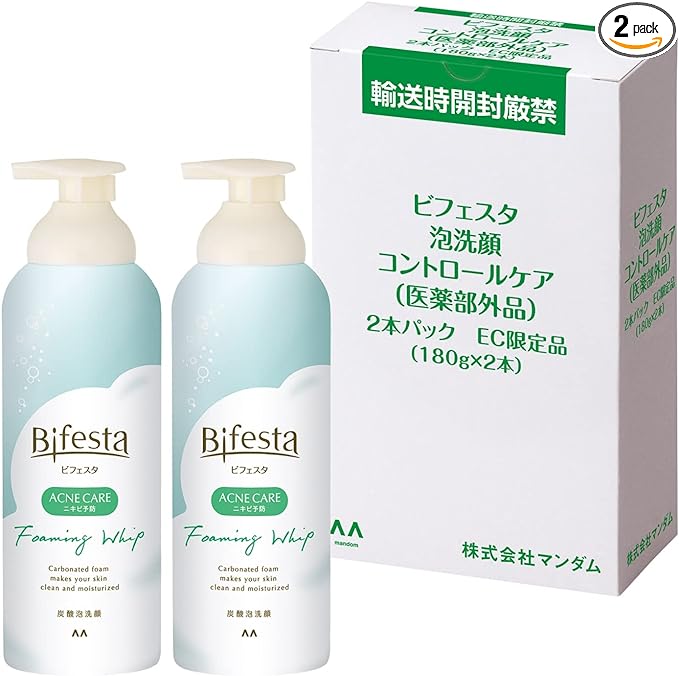 Bifesta () Carbonated Foam Face Wash Control Care Facial Cleansing Foam, Facial Cleanser Set, 6.3 oz (180 g) (2 x 2) - NewNest Australia