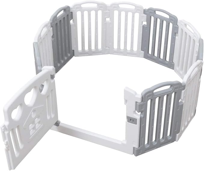 Iris Plaza Folding Playpen, Height 22.8 inches (58 cm), 11 Pieces, Includes Door, Playered, High Type, Large, Small, Joint-type, Door Lock, Powder Gray - NewNest Australia