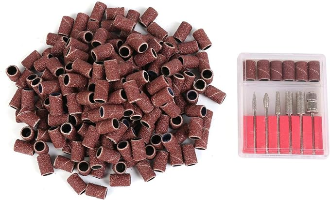 Sanding Bands for Nail Machines, Bulk 600 Pieces (Coarse/Fine/Fine), Case Included, 6 Nail-Drills, Nail Off - NewNest Australia