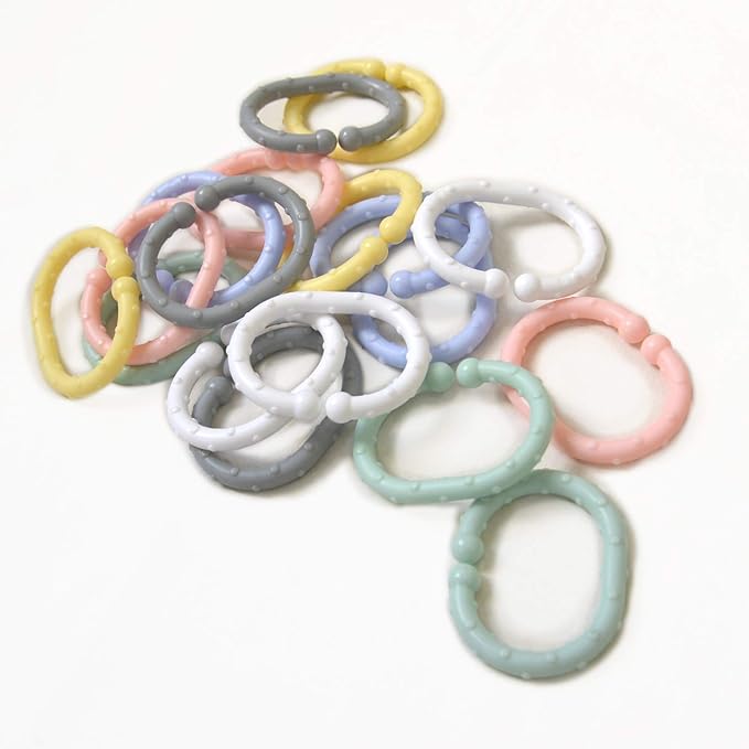 Smart Start Teething & Anti-Lost Toy Hanging C-Ring Linkable Pastel 18 Pcs (x1) - NewNest Australia