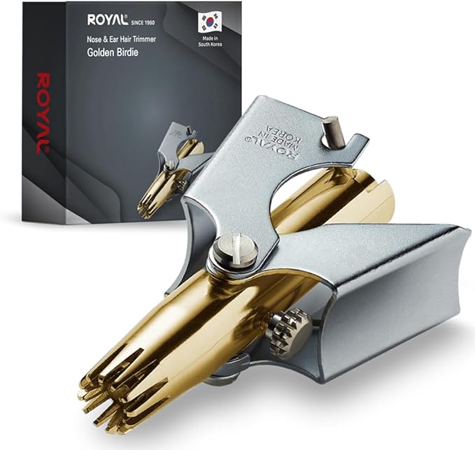 Royal Gold Nose Hair Cutter for Men "Golden Birdy" Allergy Free Manual No Batteries Waterproof Pain Free 12 3D Blades Patented Mechanism ET-4PG - NewNest Australia