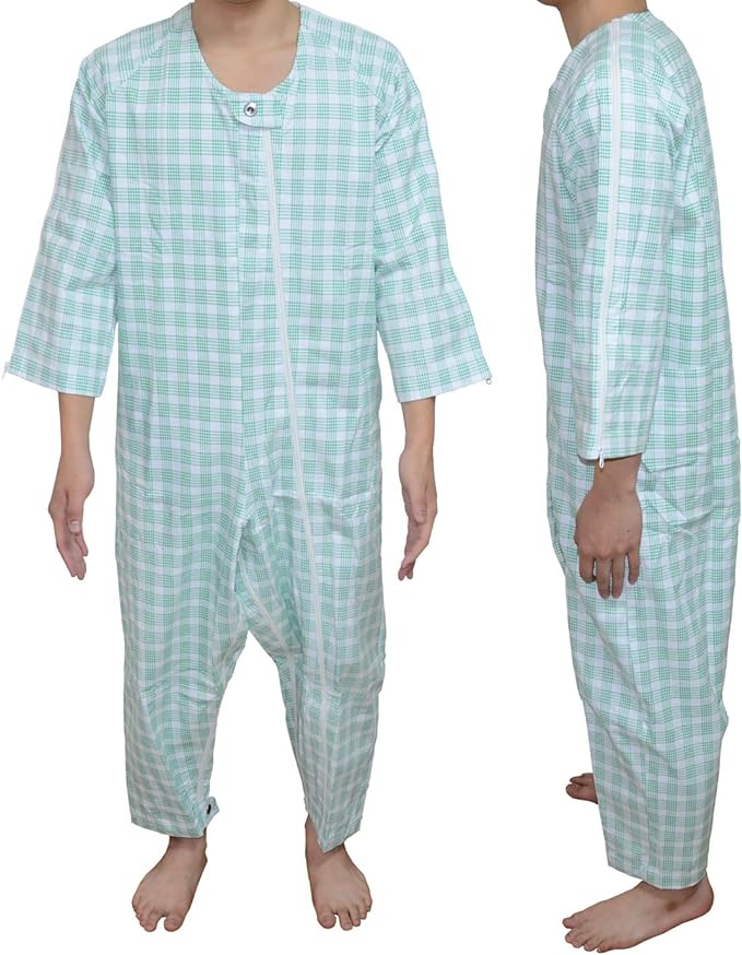 [Carecoa] Physical The Supervised Onesie Pajamas, Nursing Care Pajamas, Nursing Care Sleepwear, Nursing Pajamas, Special Hooks, Hard to Open Structure (Green, L) - NewNest Australia