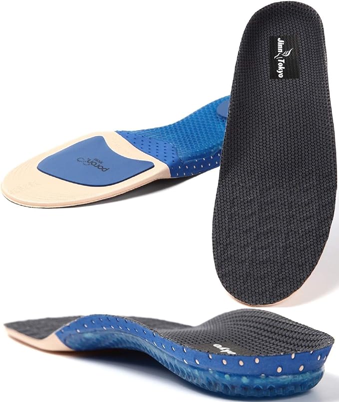 [Physical The Supervision] JINN TOKYO Insole, Physical Therapy and Ergonomic Shock Absorption Resilience Elasticity, Unisex, Universal Design, Blue Premium (Comfortable Insole-L(26-28)) - NewNest Australia