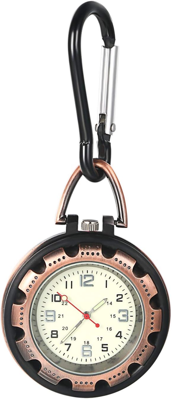 JEWELRYWE Nurse Watch, Luminous Dial, Watch Key Chain, Nasukan, Simple, Backpack, Bag, Pocket, School Bag, Pocket Watch, red - NewNest Australia