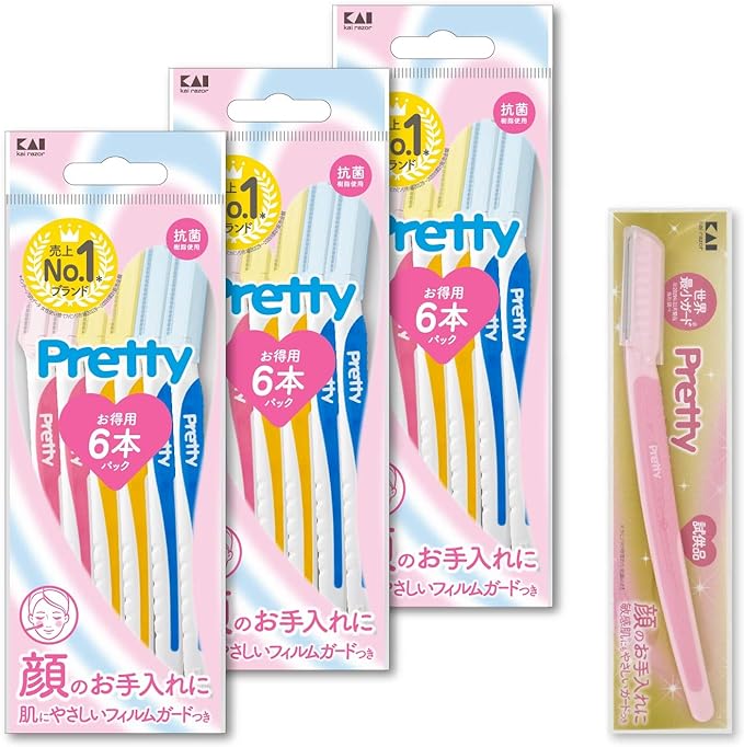 [Exclusive] Kai Pretty Face Threading Razor for Sensitive Skin (18 + 1 Bonus Piece), Female Razor, Facial Bristles, Eyebrows, Unwanted Hair Treatment Set, 1 Set, 18 Pieces (x1) - NewNest Australia