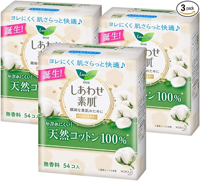 Laurier Shiawase Skin Liner Natural Cotton 54 Cotton x 3 Sets (162 Co) - NewNest Australia