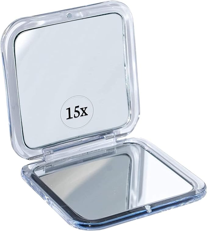 Mirrorvana Small Compact 15x Magnifier for Travel - Handheld Foldable & Ultralight - Mini Pocket Size Wallet Magnifier - Square 3.3" x 3.3" - NewNest Australia