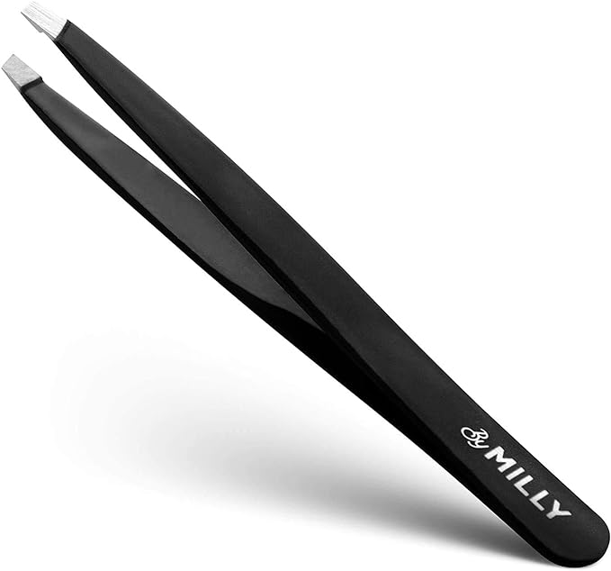 By Milly Tweezers, Precision at Angles, 100% Stainless Steel, Professional Craftsman Specifications, Long Seller Product, Eyebrows, Unwanted Hair, Tweezers, Non-Stress Hair Removal, Unisex, Unisex - NewNest Australia
