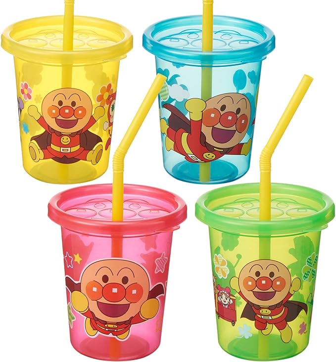 LEC A00160 Anpanman Straw Cup with Lid, Small, 6.1 fl oz (180 ml), 4 Pieces (New Color, Type II), 4 Pieces (1) - NewNest Australia