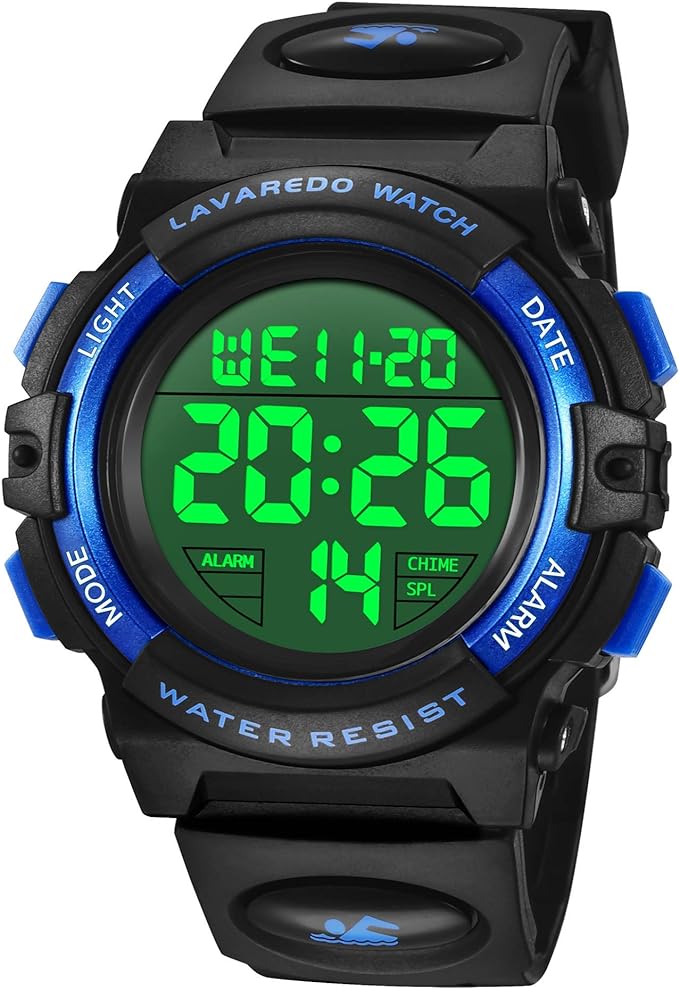 Kids Watch, Digital Watch, Boys Sports Watch, General Outdoor Use, Multifunctional, Waterproof Up To 164.0 ft (50 m), Alert, Date Display, Dual Time, LED, Analog Display, 9.3-Fluorescent Blue - NewNest Australia