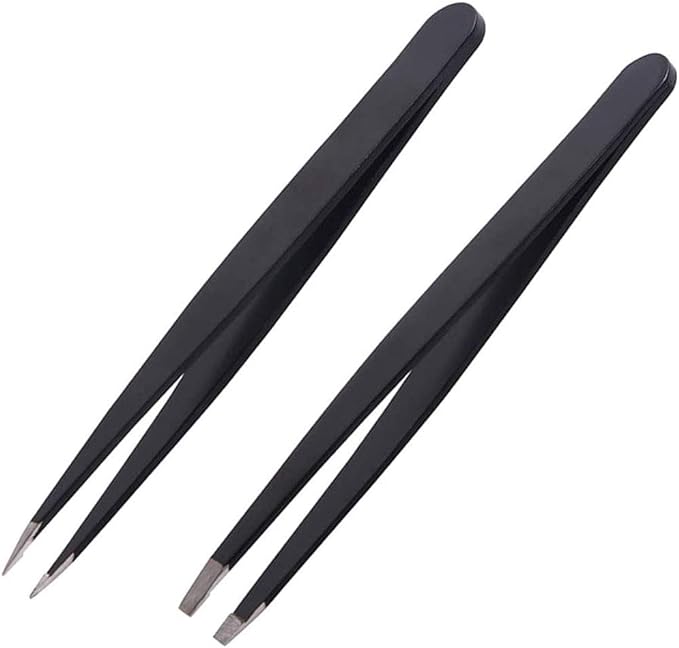 Eyebrow Tweezers Set, 2 Pack Professional Stainless Steel Precision Incline Tweezers and Pointed Eyebrow Tweezers Set Eyebrow Puncture Buried Hair and Facial Hair Remover for Women Men by RuiChy - NewNest Australia