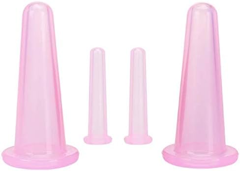 LASSUM 4 Pieces Facial Cupping Therapy Set Anti Cellulite Silicone Vacuum Cupping Cups for Face and Eye Cupping Massage (2 Pieces S + 2 Pieces L) - NewNest Australia