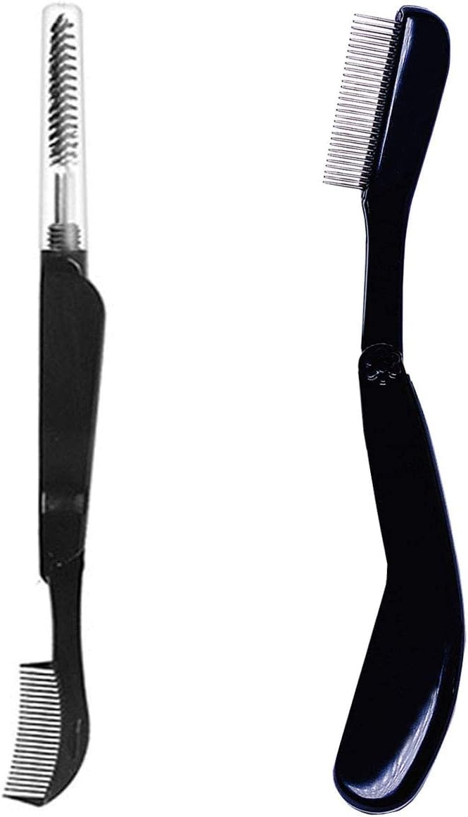 Yes107 (TYPE-A) Eyelash Comb, 2 Pieces, Mascara Comb, Stainless Steel Makeup Type, Folding Type, Mascara, Eyebrow Comb, Eyelash Comb, Makeup Brush, Eyebrow Brush, Eyelash Brush, Screw - NewNest Australia