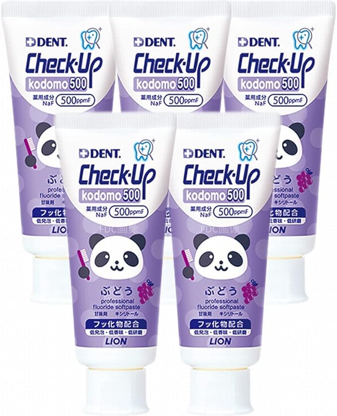Lion Dental Material Kids Toothpaste Dent Checkup Kodomo 500 60g (Dental & Quasi Drug) #Grape White Grape 1 pcs - NewNest Australia