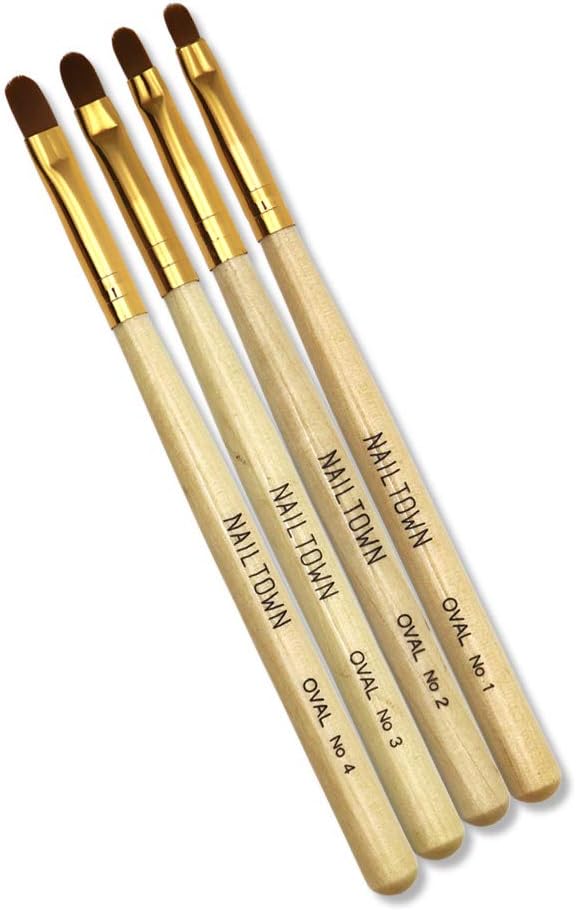 iro gel Nail Tool, NAILTOWN Gel Brush Set of 4 Gel Brushes with Caps Oval Flat Resin Self Nail Gel Brush Nylon Nail Brush [Oval] - NewNest Australia