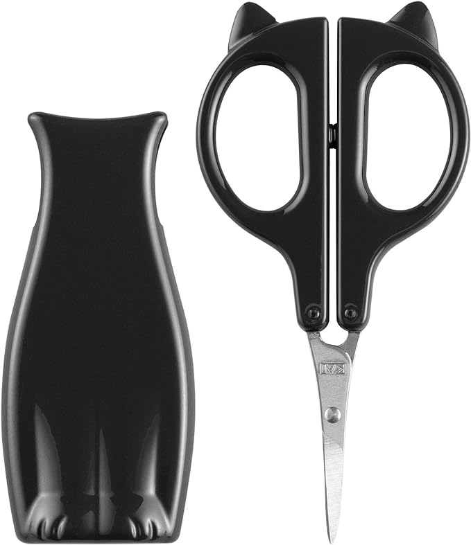 Kai KAI HC2201 Cat Stylish Scissors Curved Blade Thin Blade Eyebrow Scissors Waste Hair Made in Japan - NewNest Australia