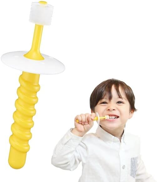 STI-IR 360° Bristle Baby Toothbrush, Rounded Tip, 0.06 mm Brush, Renewal POPOTAN Baby Plus New Safety Plate Included, Set of 2 - NewNest Australia