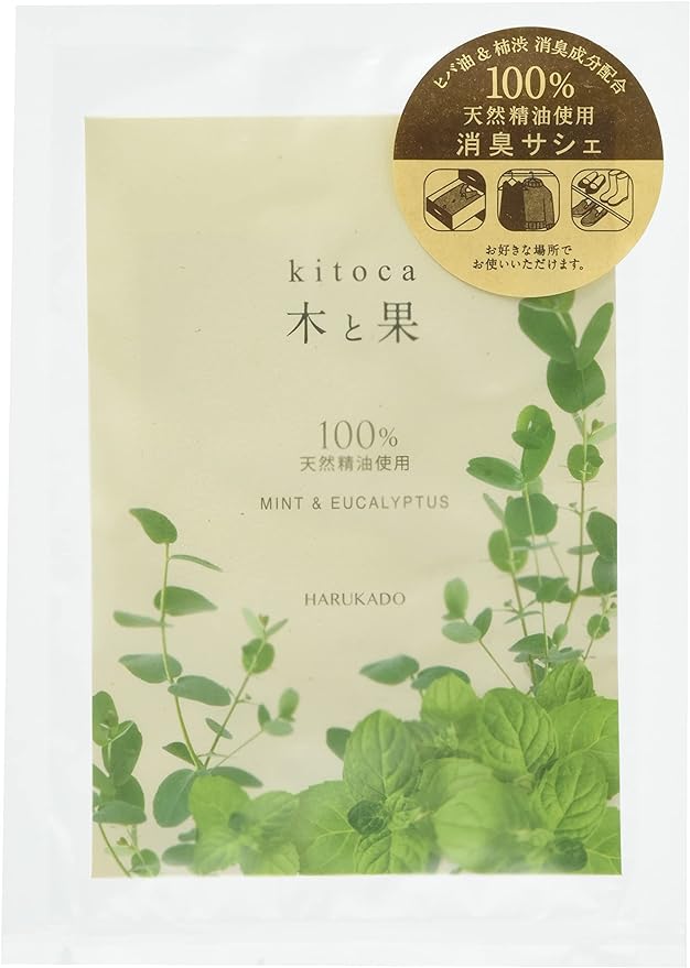 Harukodo Wood and Fruit Deodorizing Sachet, Mint & Eucalyptus Sachet, Deodorizing, Aromatic, Product Size: 5.5 x 7.9 x 0.5 inches (140 x 200 x - NewNest Australia