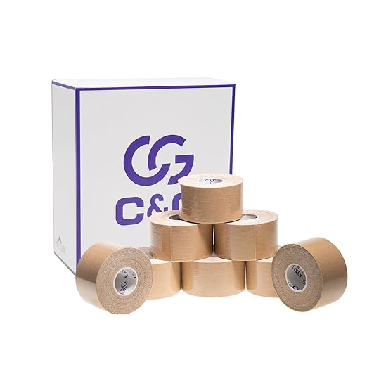 Kinesio Taping, 1.5 x 16.2 ft (37.5 x 5 m), 8 Rolls, C&G Kinesiology Tape, Kinesio Tape, Elastic Taping, Marathon, Knee, Ankle, Wrist, Calf, Feet, Finger - NewNest Australia