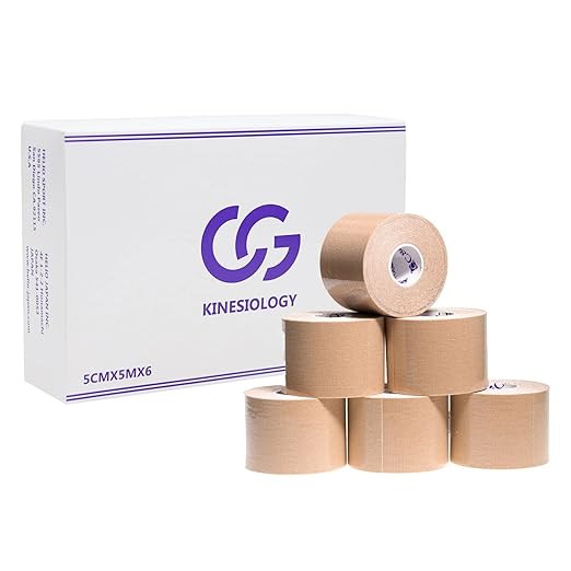 Kinesio Taping, 2.0 x 16.4 ft (50 x 5 m), 6 Rolls, C&G Kinesiology Tape, Kinesio Tape, Kinesio Taping, Elastic Taping, Marathon, Knee, Ankle, Wrist, Calf, Sole, Fingers - NewNest Australia