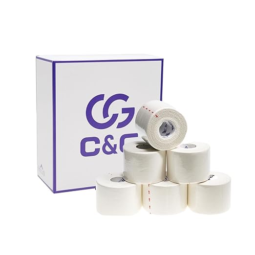 C&G Non-Stretchable White Fixing Tape, 2.0 inches (50 mm) x 12 m, 6 Rolls White Tape, Compression Fingers, Knees - NewNest Australia