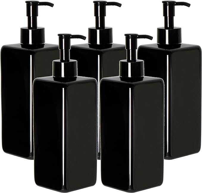 Youngever Set of 5 Black Refillable Bottle Shampoo Push Stylish - NewNest Australia