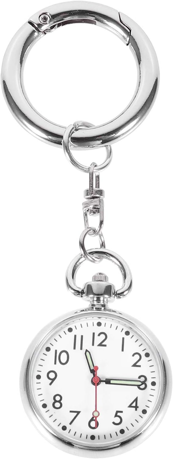 ARTIBETTER Pocket Watch, Pocket Watch, Waterproof, Nurse Watch, Keychain, Cute, Clip-On, Unisex, Number, Easy to Read, Silver - NewNest Australia