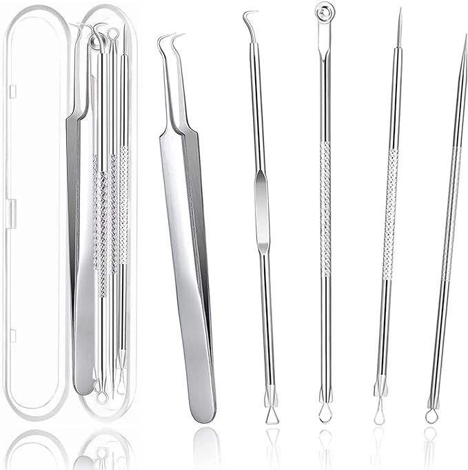 Restars Square Bottle Remover, Tweezers, Acne Remover, Antibacterial Stainless Steel, Pore Care Kit, Blackhead Removal, Strawberry, Nose Care, Portable, Convenient Storage Case, Set of 5 - NewNest Australia