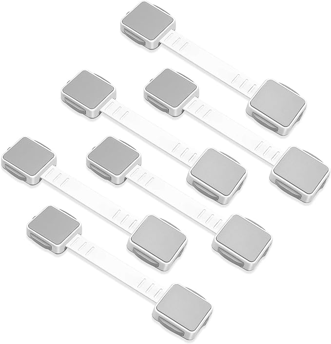 JOY SPACE Baby Guard, Child Lock, Child Safety Stopper, Drawer Lock, Double Lock, Adjustable Length, Unlock Both Sides, 360 Degree Rotation, Earthquake Countermeasure, Gray, 6 Pack of 1 Set - NewNest Australia