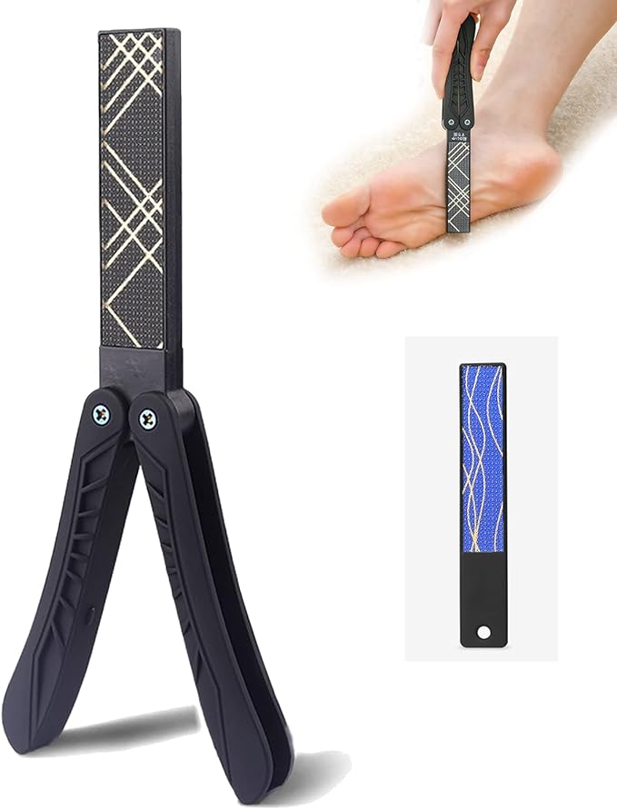 Pumice Stone Foot File, Heel Exfoliator, Nail File - Eiffel Tower Style 180° Foldable, Anti-wrestling, Durable, Unbreakable, Double-Sided Foot File Exfoliating Foot File, Black - NewNest Australia
