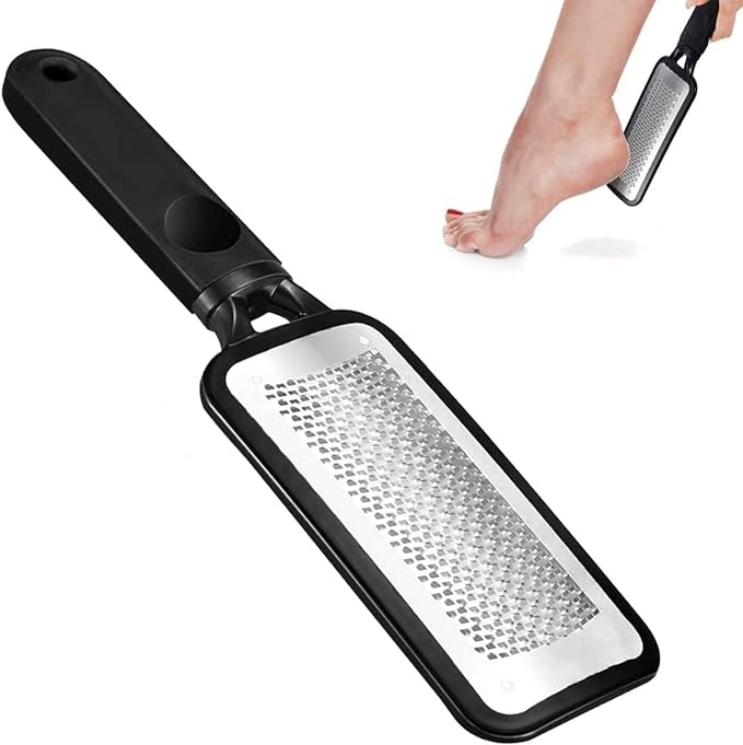 FOLAI Foot File Exfoliating Remover Stainless Steel Hanging Exfoliating Exfoliating Sharpener Professional Foot File Safe and Efficient Micro Cutter for Travel Dry Feet (Black) - NewNest Australia