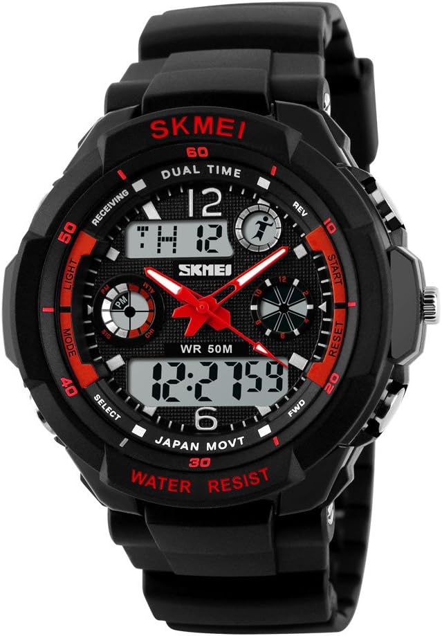Panegy Children Watch Kids Waterproof Multifunction Sports Watch Boys Digital Watch 50M Water Resistant Alert Date Day Display Dual Time LED Analog Display, Black