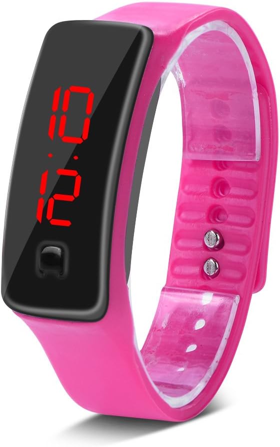 Entatial Digital Watch, LED Digital Clock Adjustable Rectangle 8.9 X 0.6 Inches, Night Running Student Casual Wear(pink) - NewNest Australia