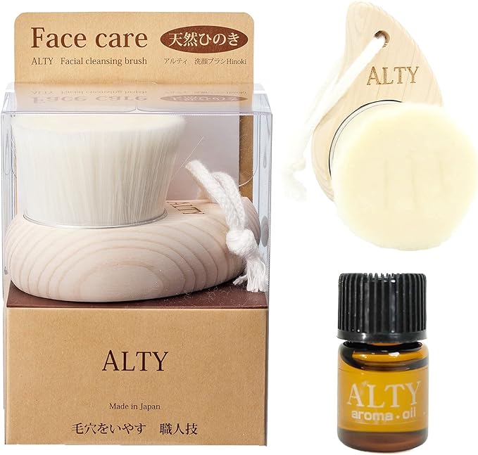 ALTY Face Brush, Hinoki Oil, 0.1 fl oz (3 ml) Set, Facial Cleansing, Acne, Rough Skin, Pores, Scrub, Corn Plug, Skin Care, Foam, Beauty Brush, Unisex, Ultra Fine Bristle, Made in Japan, Akada Hake - NewNest Australia
