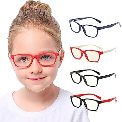 Kids Blue Light Reduction Glasses, PC Glasses, No Prescription, Clear Lenses, Stylish, Computer, Smartphone, Kids, Unisex, Game, Eye Protection, PS4, Switch, JIS Inspected, Pollen, Droplet and UV Protection, Ages 3 to 12 Years Old (Black) - NewNest Australia