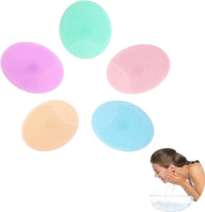 RICISUNG Makeup Brush, Soft, Facial Cleansing Brush (Pack of 5), Blackhead Pores Cleaning, Beautiful Skin, Exfoliating, Face Brush, Pore Care, Unisex, Pore Stain, Silicone, Cleansing, Face Brush, - NewNest Australia