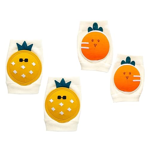 YIN OON Kneepad, Baby Crawling, Baby Knee Pad, Knee Pads, Anti-Slip, Breathable, Sweat Absorbent, Quick Drying, Anti-Abrasion, Leg Warmer, Walking Study, Carrot + Pineapple - NewNest Australia