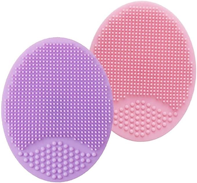 shttown Facial Wash Brush Soft Skin Care for Sensitive Skin Pore Makeup Remover Silicone Exfoliating Exfoliating Clogs Remover Set of 2 (Pink & Purple) - NewNest Australia