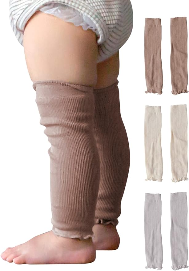 SOWAN Baby Leg Warmers, Set of 3, Thin, Organic Cotton, Ribbed Knit, For Summer, Cold Protection, Girls, Boys, Made in Japan - NewNest Australia